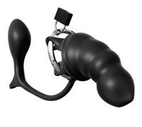 Accessory bdsm penis cage with anal plug