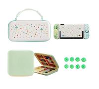 Accessory Bundle Compatible with Switch 2/Switch 1, Island Dreams Style, Protective Cover, 8 Pcs Joystick Caps, Storage Bag, Magnetic Card Holder