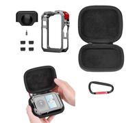 Accessory for DJI OSMO 360 Camera Cage & Storage Bag Set - Aluminum Alloy Metal Frame with Cold Shoe Mount & 1/4" Screw, Waterproof PU Carrying Case for DJI OSMO 360 Panoramic Camera Accessories