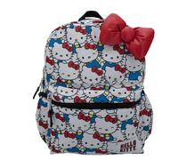 Accessory Innovations AI Hello Kitty Backpack for Girls, Sanrio Kawaii Bookbag, 16 Inch Anime School Bag with 3D Features, Allover Hello Kitty, L, 16" Backpack
