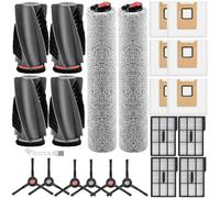 Accessory Kit Compatible with eufy Omni E28 / Omni E25 Robot Vacuum, 23-Pack Replacement Parts with 2 Sets Rolling Brushes, 2 Roller Mops, 4 Filters, 6 Dust Bags, 6 Side Brushes, 1 Cleaning Brush