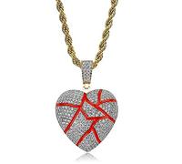 Accessory Necklace， Hip Hop Iced Out Bling Heart Broken Pendant Cupid's Arrow Couple Chain 18K Plated Necklace with 24” Stainless Steel Valentine for Men Women