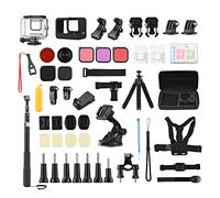 Accessory Set, Andoer Action Camera Accessory Set with Waterproof Case, Silicone Protective Case, Selfie Stick, Various Mounts, More and Carry Bag for Hero 10/9