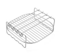 Accessory Stand for Hot Air Fryers - Double Layer Stainless Steel Grill Stand, Stackable Multi-Purpose Baking Holder, with Skewers, Food Grade Drying Tray for Ninja Foodi Instant Oven