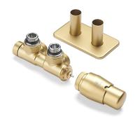 Accessory Valves Terma (Vario) Twins, Angled, 50Mm Integrated Trvs Set Right Sided, With Pipe Masking, Brass