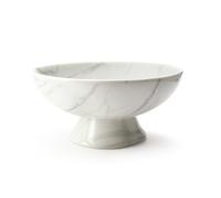 Accessoryway White Marble Texture Pedestal Decorative Bowl - Minimalist Decorative Fruit Bowl for Kitchen Counter, Entryway,Multi-Purpose Centerpiece bowl for Bread, Snacks, Candy-8"