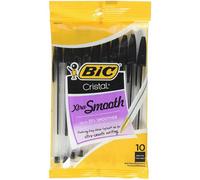 Accessotech 10 Pack Black Bic Cristal Extra Smooth Ballpoint Pens Everyday Writing