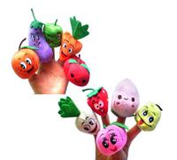 Accessotech 10 Piece Fruit And Vegetables Finger Puppet Set Soft Plush Kids Storytelling Toys