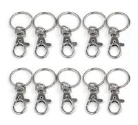 Accessotech 10x Small Silver Tone Lobster Trigger Swivel Clasps for Keyring Hook 37x16mm Key