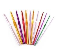 Accessotech 12 Multi Coloured Aluminium Crochet Needles Hooks 2mm-8mm Set Knitting Stitches