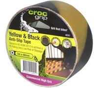 Accessotech 12X Croc Grip 5M Yellow & Black Anti-Slip Tape Roll 48mm Heavy Duty Safety Grip Tape