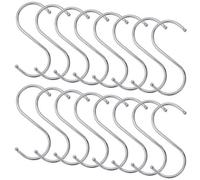 Accessotech 16 Pack Stainless Steel S Hooks Heavy Duty Kitchen Hanging 85mm