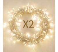 Accessotech (2 Pack 50 LED Battery Operated Fairy Lights Warm White Waterproof 6M String Indoor Outdoor Garden Christmas Wedding Hme Party Decorations