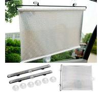 Accessotech 2 Pack Universal Silver Car Roller Sunshades Window Sun Protection 40X60Cm