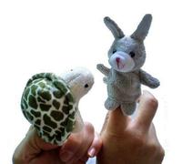 Accessotech 2 Piece Tortoise And Hare Finger Puppet Set Soft Plush Storytelling Toy