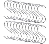Accessotech 24 Pack Stainless Steel S Hooks 85mm Heavy Duty Kitchen Hanging Hooks 25Kg Load