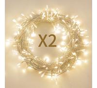 Accessotech 2X Waterproof Christmas 50-Led Battery Light-Ip65, Timer-Remote
