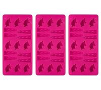 Accessotech 3 Piece Pink Unicorn Silicone Baking And Candy Moulds Set Non Stick Dishwasher Safe