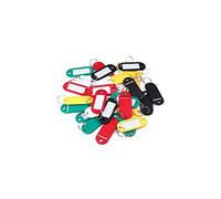 Accessotech 30 x Coloured Plastic Key Fobs Luggage ID Tags Labels Keyrings with Name Cards