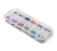 Accessotech 3000 Nail Art Rhinestones Gems Set 12 Colours 2mm Glitter Decorations For Nails Crafts
