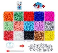 Accessotech 3700 Piece Glass Bead Jewellery Making Kit Letter Beads Clasps Elastic String Set