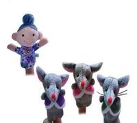 Accessotech 4 Piece 3 Blind Mice Finger Puppet Set Soft Plush Nursery Rhyme Storytelling Toys