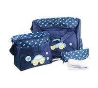 Accessotech 4 Piece Navy Blue Baby Changing Bag Set Waterproof Nappy Bag With Mat Bottle Holder