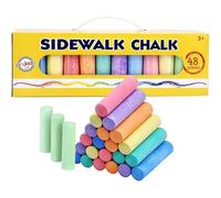 Accessotech 48 Piece Chunky Sidewalk Chalk Set | Jumbo Coloured Pavement Chalks with Carry Case | Outdoor Garden Drawing & Educational Play for Kids