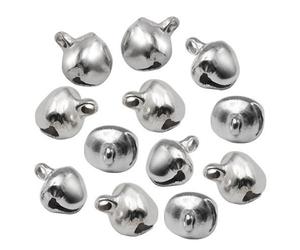 Accessotech 50 Pieces 8mm Silver Tone Jingle Bells for Costumes Clothes Christmas Cards