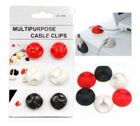 Accessotech 6-Pack Self-Adhesive Cable Tidy Clips Rubber Silicone Desk Wall Organiser