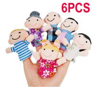 Accessotech 6 Piece Family Finger Puppets Set Soft Plush Toys Storytelling Learning Fun