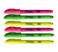 Accessotech 6 Sharpie Accent Pocket Highlighters Mixed Colours Chisel Tip Quick Dry Marker Pack
