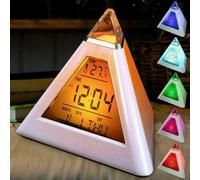 Accessotech 7 Colour Led Pyramid Alarm Clock Time Date Temperature Display