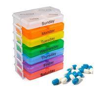 Accessotech 7 Day Mini Coloured Pill Organizer Box Travel Weekly Medication Drawer