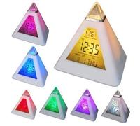 Accessotech 7 LED Pyramid Colour Changing Digital Clock with Date Alarm & Temperature