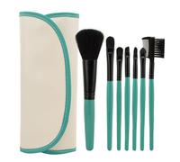Accessotech 7 Pcs Professional Cosmetic Make Up Eyeshadow Brush Set with Leather Case Bag (Cream/Blue)