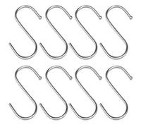 Accessotech 8 Pack Stainless Steel S Hooks Heavy Duty 85mm Strong Hanging Kitchen Storage Hooks