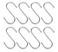Accessotech 8 x 85mm Stainless Steel S Hooks Kitchen Meat Pan Utensil Clothes Hanger Hanging
