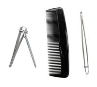 Accessotech Avon Mens 3 In 1 Travel Grooming Set Nail Clippers Tweezers Comb With Faux Leather Case