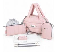 Accessotech Baby On Board Puffer Jacket Chic Rose Changing Bag With Mat Insulated Lunch Bag Pouches Phone Holder And Laundry Bag