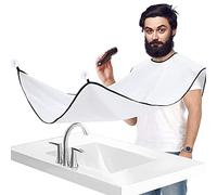Accessotech Beard Shaving Bib Facial Hair Apron Shave Cape Stubble Catcher Trimming Cutting Care Sticks to Mirror (White)