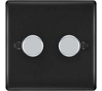 Accessotech Bg Electrical Double Dimmer Black Chrome 400W Lighting Control Switch 2 Gang 2 Way