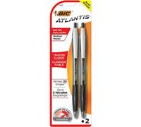 Accessotech Bic Atlantis Retractable Ballpoint Pens Pack Of 2 Smooth Writing Pens For Office School And Home Use