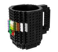 Accessotech Black Building Bricks Diy Puzzle Coffee Mug Compatible Construction Toy Cup