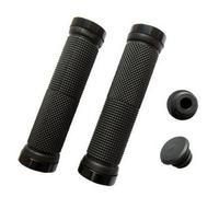 Accessotech Black Double Lock-On Handlebar Grips 130mm Durable Rubber Bicycle And Scooter Grips With End Plugs