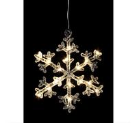 Accessotech Christmas Hanging Led Star Decoration - Warm White Snowflake Light With Timer And Frozen Ice Effect