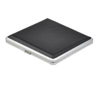 Accessotech Compact Smokers Tin Black Chrome Faux Leather Cigarette Holder Box Case Pocket