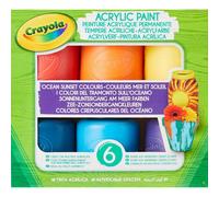 Accessotech Crayola Ocean Sunset Acrylic Paint Set 6 X 59Ml Bottles Multi Surface Paint For Kids And Adults