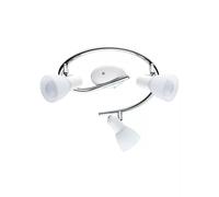 Accessotech Dakar Chrome LED 3 Bulb Ceiling Spotlight | Modern Circular Ceiling Light | Satin Glass Shades | Contemporary Indoor Lighting | IP20 Mains Powered