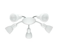 Accessotech Dakar Chrome & White LED 5 Bulb Ceiling Spotlight | Large Circular Ceiling Light | Warm White 3000K | 1600 Lumens | Modern Indoor Lighting for Living Rooms